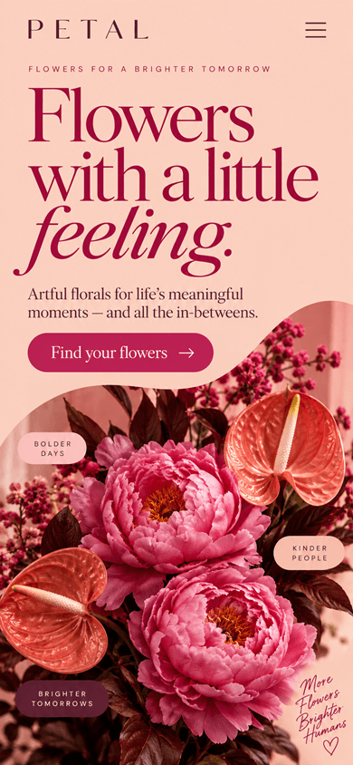 Petal mobile website design concept